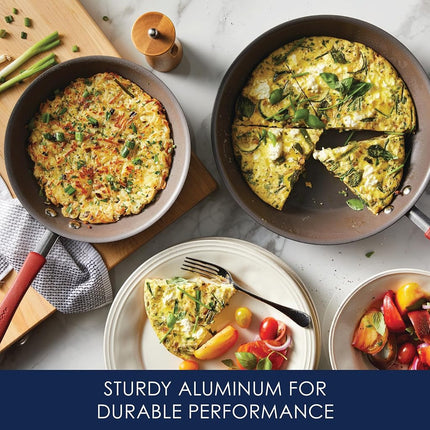 Rachael Ray 87633 Cucina Hard Anodized Nonstick Frying Pan Set/Fry Pan Set/Hard Anodized Skillet Set - 9.25 Inch and 11.5 Inch, Gray