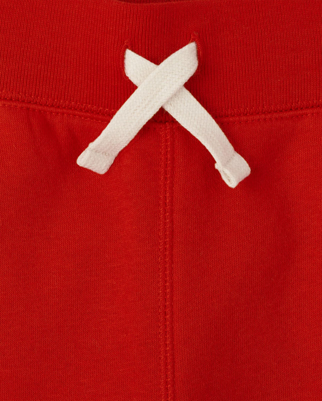 The Children's Place Boys Active Fleece Jogger Sweatpants, Red, Medium