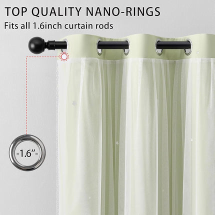 XiDi Green Curtains for Bedroom, Girls Room Blackout Curtains, Kids Room Darkening Curtains, Light Green Decor, 1 Panel Sage Green/52/63/1