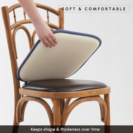 Elegant Comfort 4 Pack Chair Cushion Covers - Skid-Proof Rubber Backing - 16 x 16 Inch - Thick Dining Square Shape Seat Covers - Comfortable Textured Chair Pads with Ties - Honeycomb Pattern, Navy