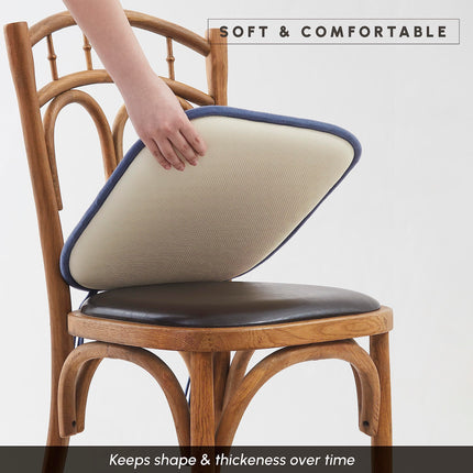 Elegant Comfort 2 Pack Chair Cushion Covers - Skid-Proof Rubber Backing - 16 x 16 Inch - Thick Dining Square Shape Seat Covers - Comfortable Textured Chair Pads with Ties - Honeycomb Pattern, Navy