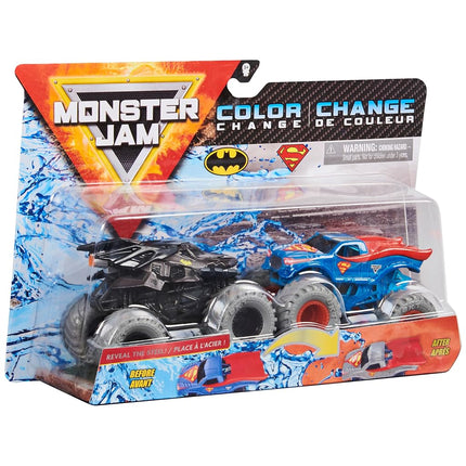 Monster Jam, Camions Monster Die-Cast Changent de Couleur, Officiel Batman contre Superman, Échelle 1:64