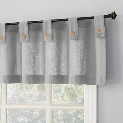 Archaeo Cotton Blend Button Tab Top Cafe Curtain Valance, 54" x 14", Gray