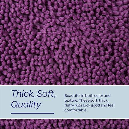 Bedford Home 2-Piece Memory Foam Shag Bath Mat-Purple