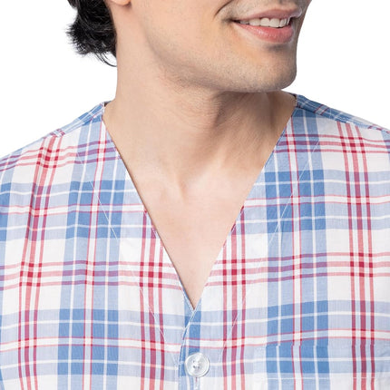 Fruit of the Loom Men's Broadcloth Short Sleeve Pajama Set, Medium Blue, 3X