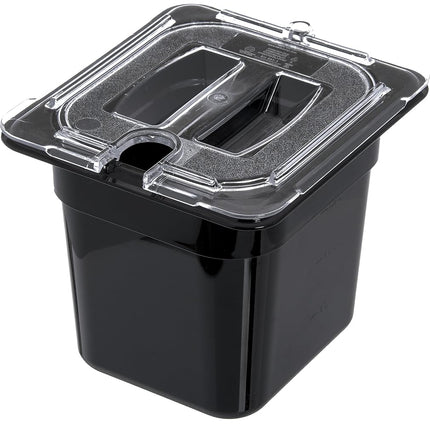 Carlisle FoodService Products Storplus Food Storage Container Food Pan, Chafing Pan for Catering, Buffets, Restaurants, Polycarbonate (Pc), 1/6 Size 6 Inches Deep, Black, (Pack of 6)
