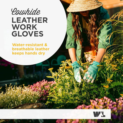 Wells Lamont Women's Hybrid Work/Gardening Gloves | Water-Resistant HydraHyde Leather | Small (3204S), Aqua