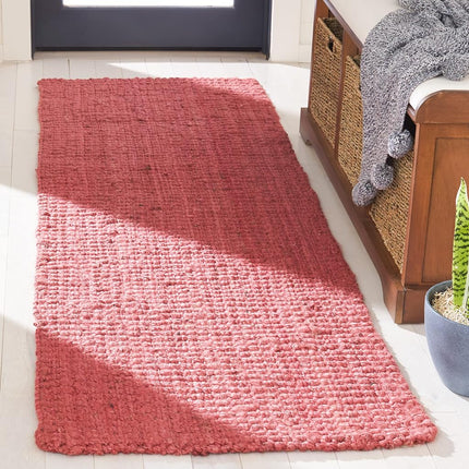 SAFAVIEH Natural Fiber Collection Runner Rug - 2'3" x 7', Red, Handmade Farmhouse Jute, Ideal for High Traffic Areas in Living Room, Bedroom (NF730D)