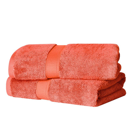 Juego de Toallas de Baño de Lujo de Algodón Egipcio Superior de 800 GSM, Incluye 2 Toallas de Baño, Esenciales de Lujo, Toallas Absorbentes de Secado Rápido, Baño de Invitados, Apartamento, Casa Nueva, Ducha, Calidad Hotelera, Coral