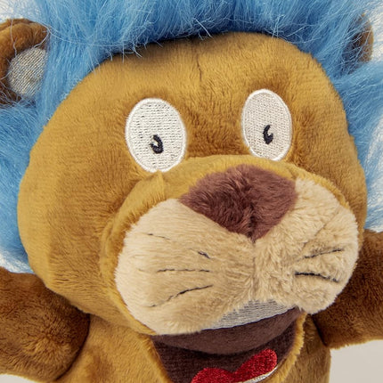 goDog Crazy Hairs Lion Silent Squeak Plush Dog Toy, Chew Guard Technology - Tan, Small