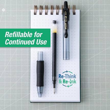 Pilot 56020 G2 Retractable Premium Gel Ink Roller Ball Pens(144 Pens)-2 Tubs, Black Ink, Fine Point