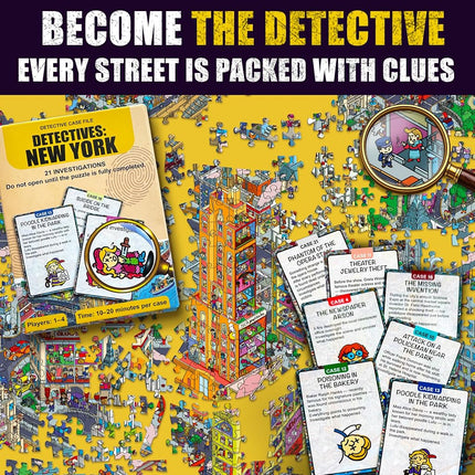 QUOKKA Roaring Twenties New York 1000 Piece Puzzle for Adults – Detective Jigsaw with 21 Cases, Premium Box Packaging - Extra Fun Challenges – Perfect for Relaxation & Gift Giving
