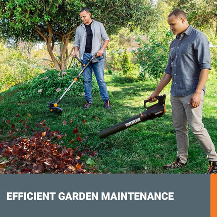 WORX WG930.3 20V PowerShare 10" Cordless String Trimmer & Turbine Blower Combo Kit, (2) 4.0Ah Batteries and Dual Charger