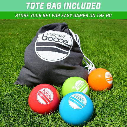 GoSports Soft Bocce Set Includes 8 Weighted Balls, Pallino and Case, Play Indoors or Outdoors