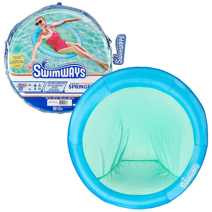 SwimWays Spring Float Premium Papasan Pool Lounger for Swimming Pool, Inflatable Pool Floats Adult with Fast Inflation for Ages 15 & Up, Sky Blue