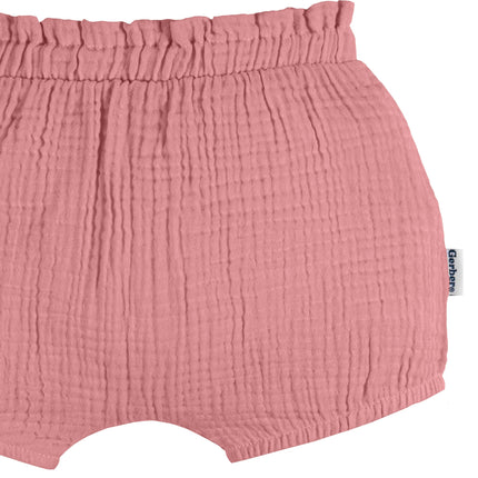 Gerber Baby-Girls 3-Pack Bubble Shorts, Black/Dot/Pink, 24 Months