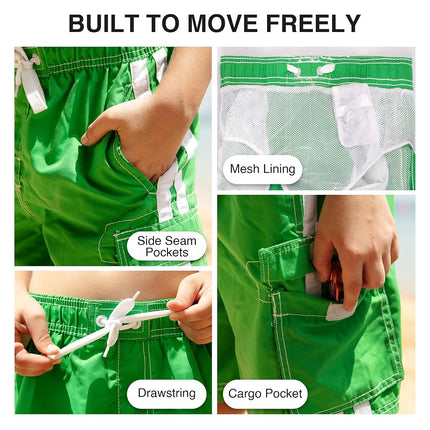 Kanu Surf Big Boys' Barracuda Swim Trunk, Green, Small (8)