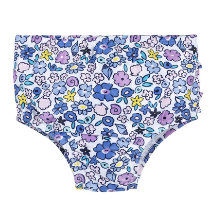 Gerber Conjunto de traje de baño de manga larga para niñas, Shell floral morado, 12 meses