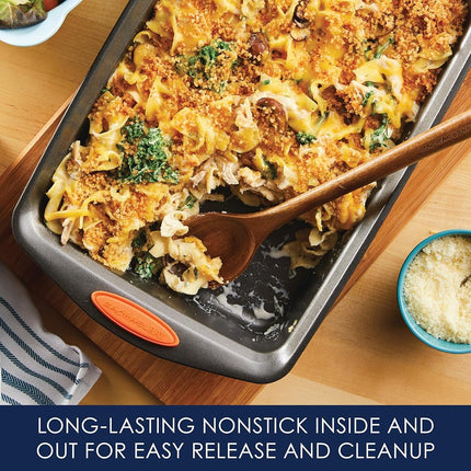 Rachael Ray Oven Lovin' Rectangle Nonstick Bakeware 9-Inch-by-13-Inch Cake Pan, Orange