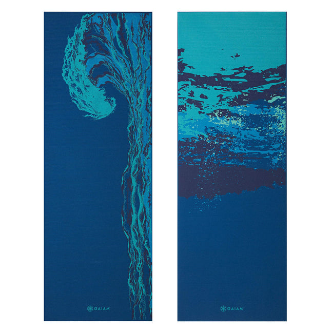 Gaiam Yoga Mat Premium Print Reversible Extra Thick Non Slip Exercise & Fitness Mat for All Types of Yoga, Pilates & Floor Workouts, Peaceful Waters, 6mm