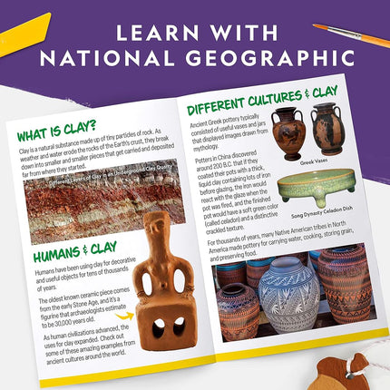 National Geographic Mega Arts and Crafts Kit for Kids – Mosaic, Marbling Paint & Air Dry Clay Pottery Kit – Art Projects for Kids Ages 8-12, Boys and Girls