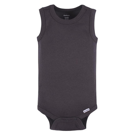 Gerber Baby Boys Multi-Pack Sleeveless Onesies Bodysuit, Blue Stripe, 12 Months