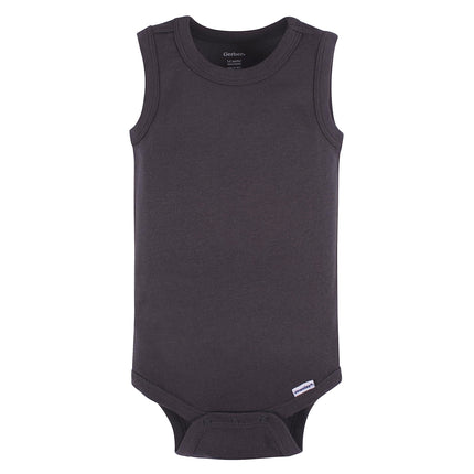 Gerber Baby Boys Multi-Pack Sleeveless Onesies Bodysuit, Green Stars, 12 Months