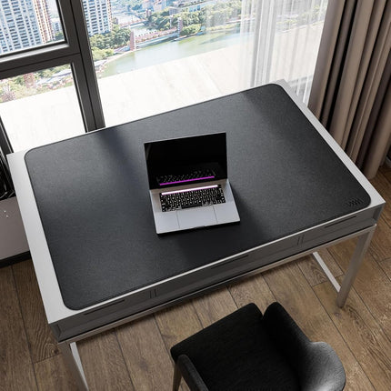 Vyaaa Leather Desk Mat, 160 x 80cm Dual Sided Leather Desk Pad Protector, Waterproof Extra Large Desk Mat, Large Mouse Pad，Desk Mats on top of Desks for Home or Office (Black)