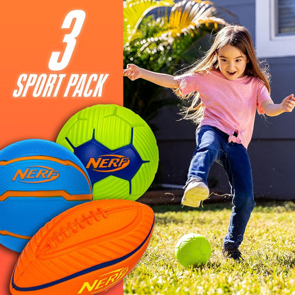 Nerf Kids Mini Foam Sports Ball Set-Soft Foam Football,Soccer Ball+Basketball Set for Kids-All Sport Mini Ball Set-Indoor+Outdoor Youth Sport Balls-Perfect Toy Sports Set