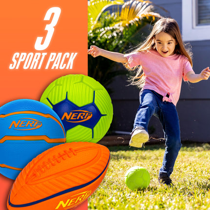 Nerf Kids Mini Foam Sports Ball Set-Soft Foam Football,Soccer Ball+Basketball Set for Kids-All Sport Mini Ball Set-Indoor+Outdoor Youth Sport Balls-Perfect Toy Sports Set