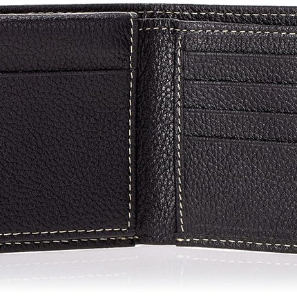 Timberland Men's Leather Wallet with Attached Flip Pocket Travel Accessory-Bi-Fold, Black (Sportz), One Size