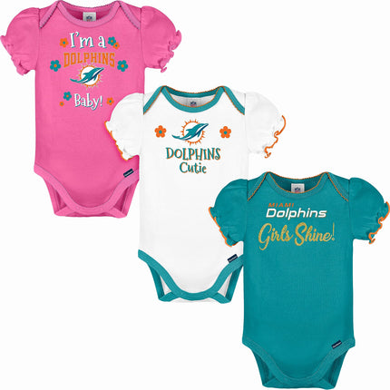 Gerber Baby Girl's Standard NFL 3 Pack Short Sleev