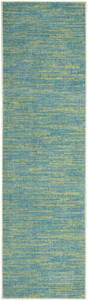 Nourison Essentials Indoor/Outdoor Blue Green 2'2" x 7'6" Area Rug, Easy Cleaning, Non Shedding, Bed Room, Living Room, Dining Room, Backyard, Deck, Patio (2x8)