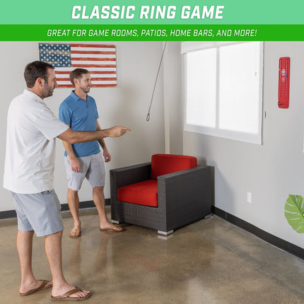GoSports Hook 21 Ceiling Mount Ring Swing Game - Play Indoors or Outdoors - Red