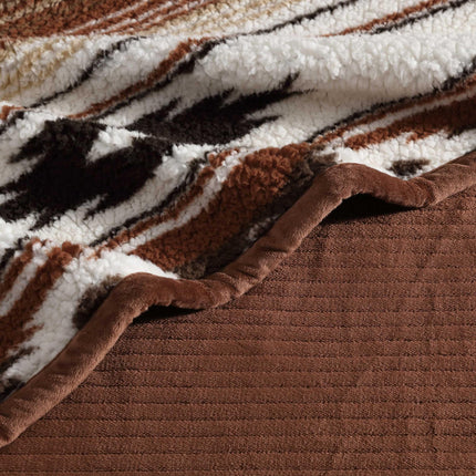 Wrangler - Throw Blanket, Super Soft Sherpa Bedding with Corduroy Reverse, Yellowstone Inspired, Western Luxurious Bedding, Oeko-Tex Certified (Coyote Sands Orange, 50" x 60")
