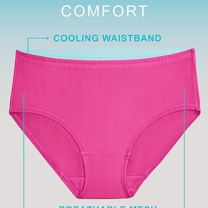 Fruit of the Loom Ropa Interior Transpirable Multipack para Mujer (Colores Surtidos), Micromalla - Bikini de Tiro Bajo (Paquete de 6), Talla XXXG (10)