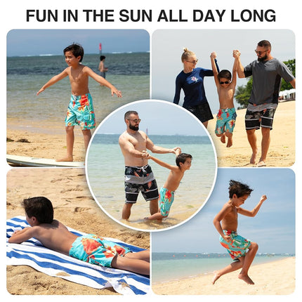 Kanu Surf Little Boys' Papagayo Floral Swim Trunk, Aqua, Medium (5/6)