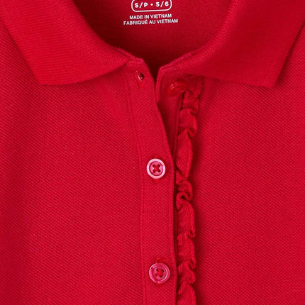 The Children's Place,Short Sleeve Ruffle Polo Dress,Ruby,XLarge (14), Ruby, X-Large