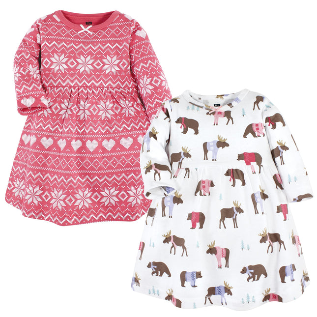 Hudson Baby Baby-Girls Cotton Dresses, Pink Moose 
