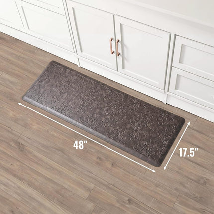 Chef Gear - Anti-Fatigue Wellness Kitchen Mat - Marni Design - Cushioned Comfort Chef Mat - Faux Leather - Cooking & Standing Relief -Skid-Resistant - Measures 17.5"x48" - Mocha