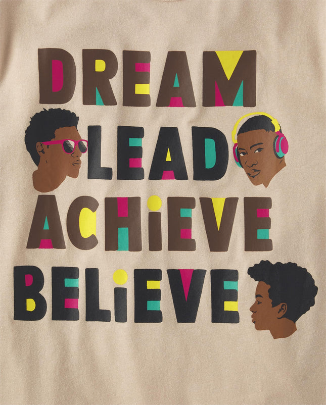 Camiseta de manga corta con gráfico "Positive Vibes" para niño de The Children's Place, Dream Lead Achieve Believe, XX-Large