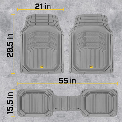 CAT Gray Car Floor Mats Full Set - Universal Heavy Duty Trim to Fit Floor Mats for Trucks - Car Mats & SUV Floor Liners for Car - All-Weather Truck Accessories & Odorless Rubber Automotive Floor Mats