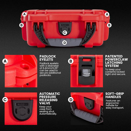 NANUK 903 - Small Waterproof First Aid Kit 78pcs – Pre-Stocked First Aid Emergency Kit with Bandages, Tick Removal Tool, and More – Dustproof, Impact-Resistant, Floats (7.4" x 4.9" x 3.1") – Red