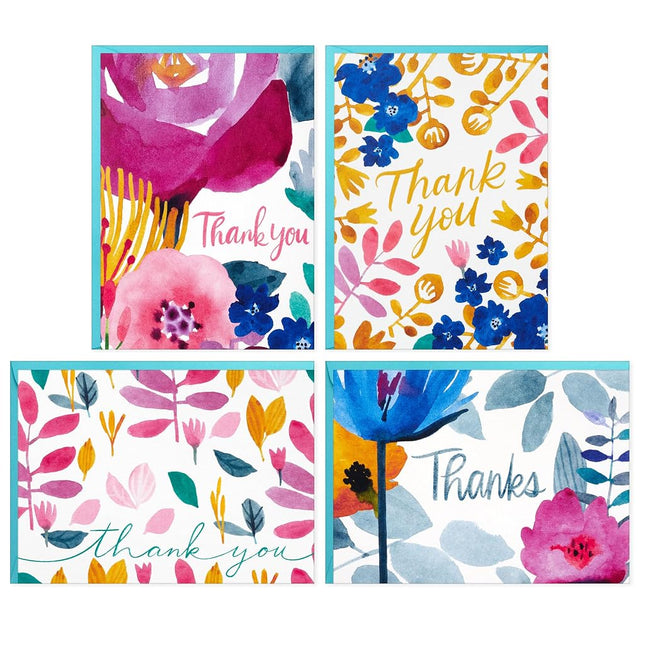 Hallmark Thank You Notes Assortment (48 Blank Cards with Envelopes) Watercolor Florals