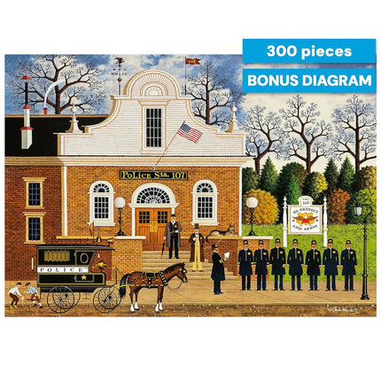 Buffalo Games – Roll Call with a Bang - Charles Wysocki - 300 Oversized Piece Jigsaw Puzzle  Larger Shapes - Great for Adults, Seniors, Family, Kids, Easy to Grip