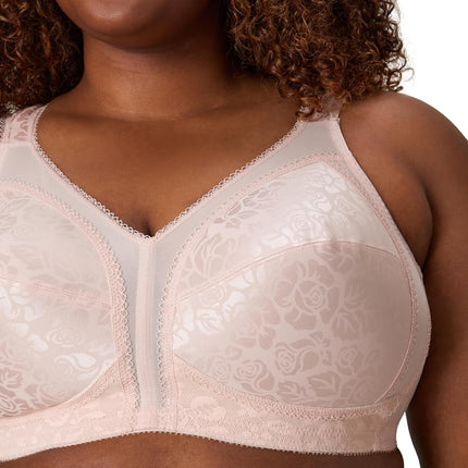Playtex Women's 18 Hour Comfort-Strap Wireless Bra, Full-Coverage Bra with 4-Way TruSupport, Single & 2-Pack, Pretty Blush, 40C