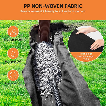 PioneerWorks Geotextile Landscape, 6ft x 50ft & 6oz Geotextile Fabric, PP Drainage 350N Tensile Strength & 440N Load Capacity, for Driveway & Road Stabilizationr, Erosion Control, French Drains