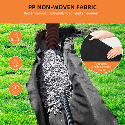 PioneerWorks Geotextile Landscape, 6ft x 50ft & 6oz Geotextile Fabric, PP Drainage 350N Tensile Strength & 440N Load Capacity, for Driveway & Road Stabilizationr, Erosion Control, French Drains