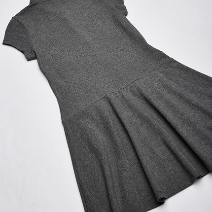 The Children's Place Girls Short Sleeve Picque Polo Dress, Heather Grey, Large
