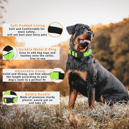 LIEVUIKEN 2 Pack Reflective Dog Collar with Safety Locking Buckle